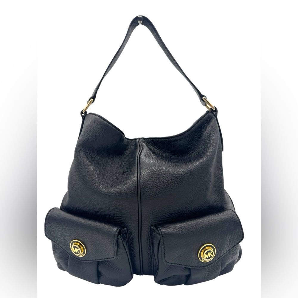 Michael Kors Black Hobo Bag with Gold Accents